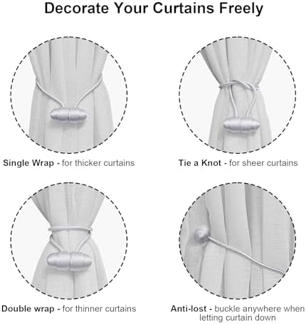 Tifanso Gray Magnetic Curtain Holdbacks 4pcs
