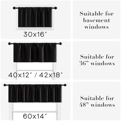 XTMYI Window Valance Set of 2 30 x 16 Inches Gray