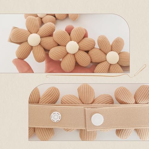 2 Pcs Flower Curtain Tiebacks with Buttons Beige