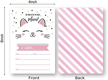 Kitty Cat Birthday Invitations Set of 20