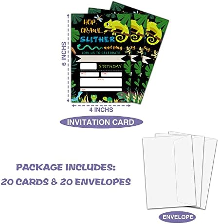 Levitatinyear Reptile Theme Birthday Invites 4x6 20 Pack