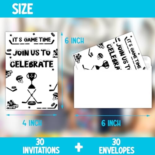 Ice Hockey Birthday Party Invitations for Boys 30 Cards
