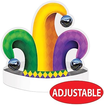 Beistle 2 Piece Jester Hat Headbands for Mardi Gras