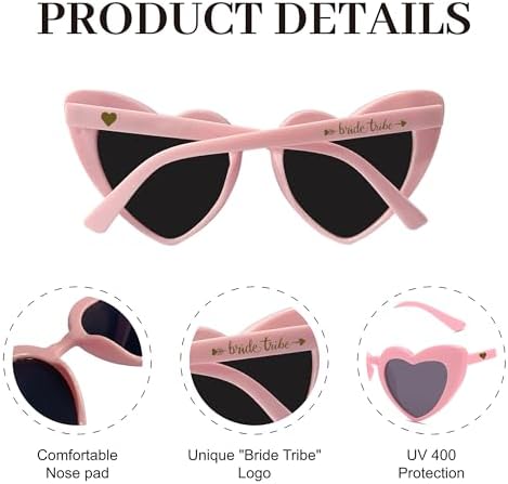LADYHOME 10 Pairs Heart Shaped Bachelorette Sunglasses