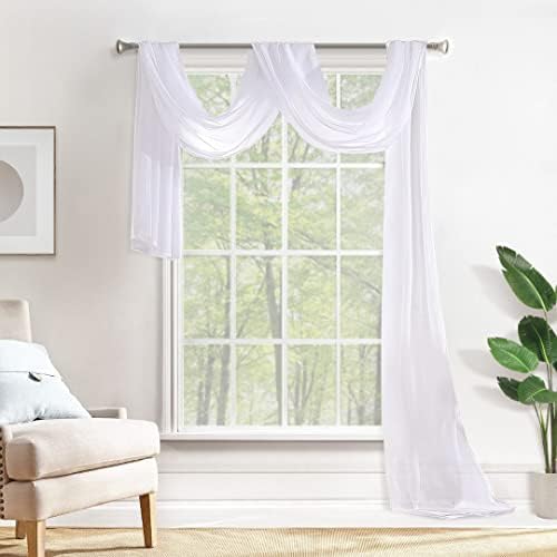 MIULEE Sheer Window Scarf Valance Extra Long Panel Curtain