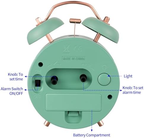 Tinload Loud Alarm Clock Vintage Style Green