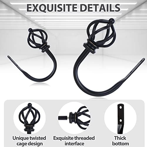 KAMANINA Black Twisted Cage Curtain Holdbacks Small 2 Pack