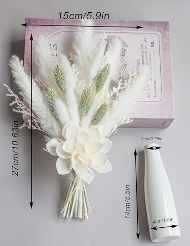 Dried Flower Bouquet with Ceramic Vase Set