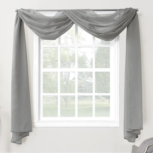 No 918 Emily Charcoal Curtain Panel with Scarf