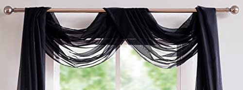 LinenZone Black Window Scarf Valance 216 Inch