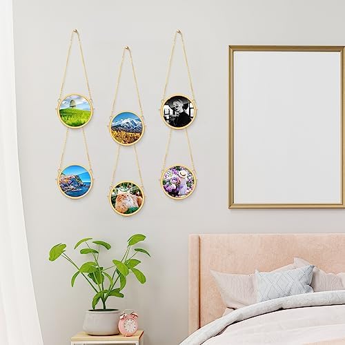 BBTO 8 Pack Round Hanging Glass Frames Set 39 Inch