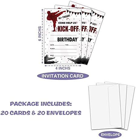 Levitatinyear Karate Birthday Invites 4x6 Inches Set of 20