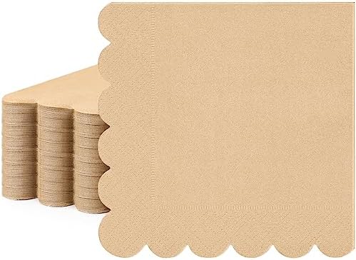 Fuutreo 100 Pcs Scalloped Kraft Napkins