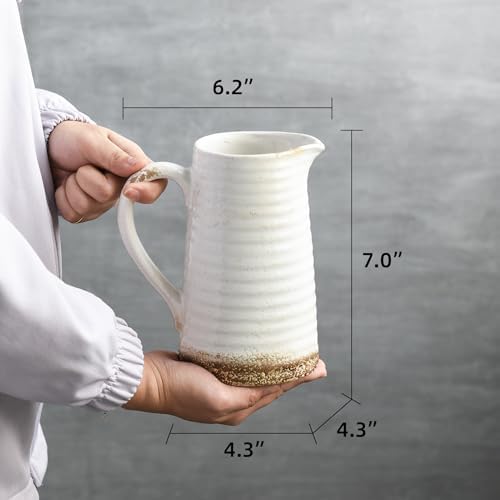 Quoowiit Ceramic Rustic Vase with Handle