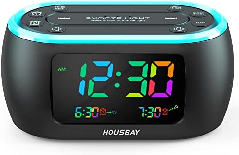 HOUSBAY 3 in 1 Alarm Clock for Bedrooms - Clock Radio Night Light