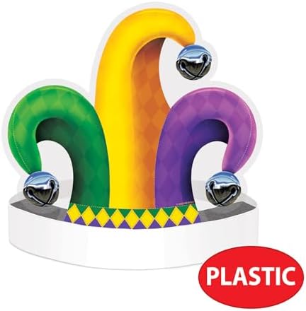 Beistle 2 Piece Jester Hat Headbands for Mardi Gras