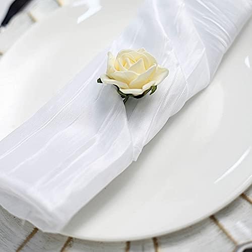 5 White Crinkle Accordion Taffeta Napkins for Events