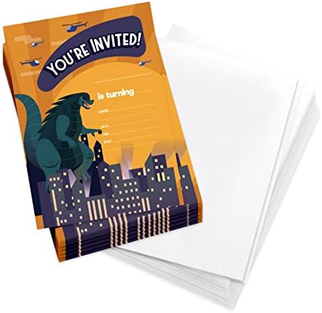 Coastal Palm Godzilla Birthday Invites with Envelopes 25 Count