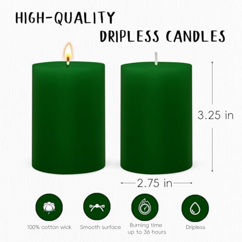 6 Pack 275x325 Inch Green Pillar Candles for St Patricks Day