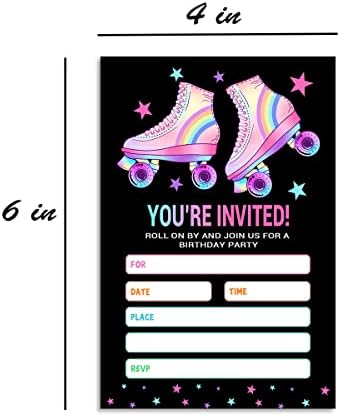 Skating Party Invitations with Envelopes Black