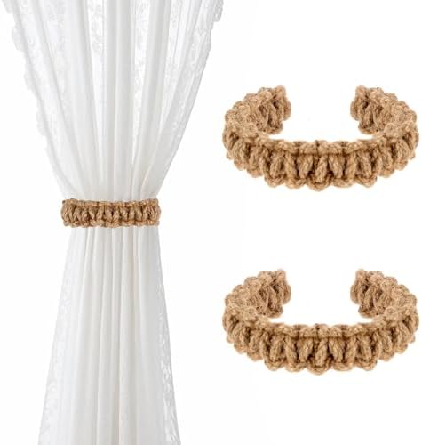 Boho Braided Curtain Tiebacks 2 Pack Flexible Rope Holdbacks