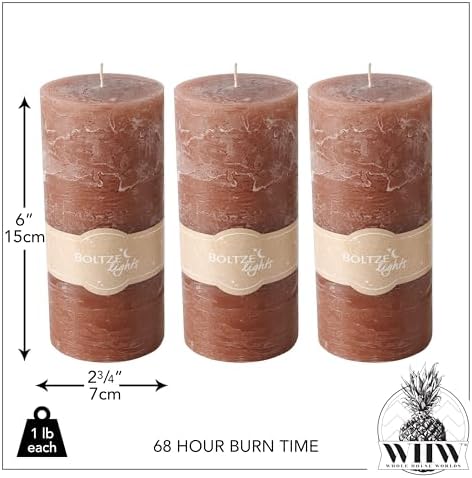 3 Piece Pillar Candle Set Taupe 68 Hours Burn