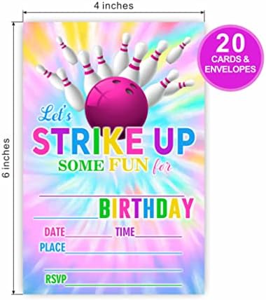 DYIRBIIY Tie Dye Birthday Invitations Set for Kids and Adults