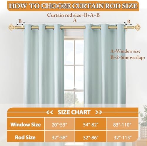 TONIAL Telescoping Curtain Rods 32-58 Inch Luxury Gold