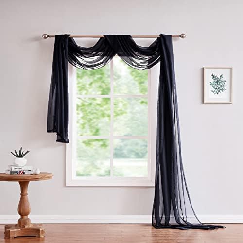 LinenZone Black Window Scarf Valance 216 Inch