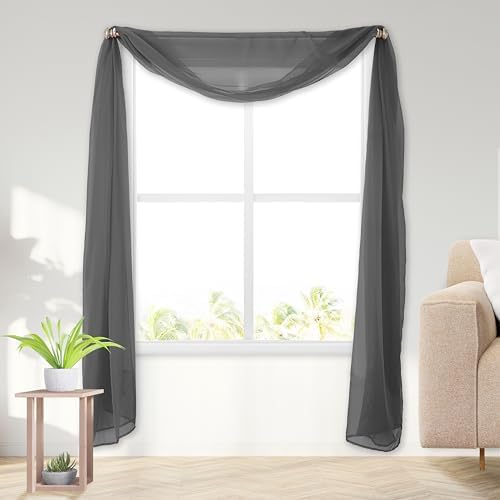 Elegant Comfort Sheer Curtain Panel - 55 x 216 Gray