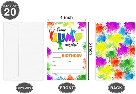 Trampoline Birthday Invites with Tie Dye Design
