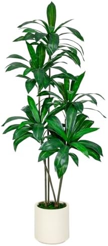 VIVATREES 6FT Artificial Dracaena Tree with White Planter