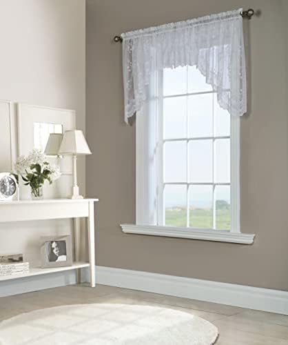 Loft Living Melody Jacquard Lace Curtains 36 x 32 White Pair