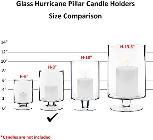 CYS EXCEL Glass Hurricane Candle Holder 8 Inch