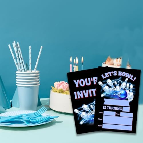 Bowling Birthday Invites with Envelopes Pack of 20