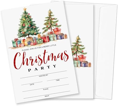 20 Double Sided Christmas Party Invitations With Envelopes