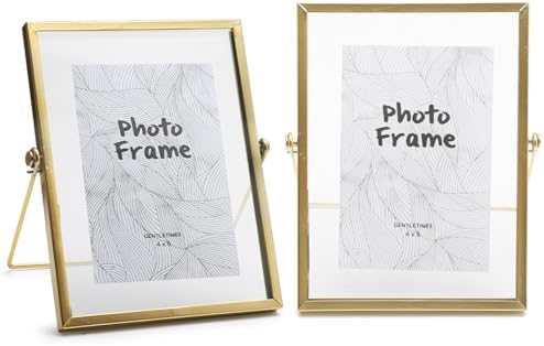 Golden Picture Frame with Double-Sided Glass Display