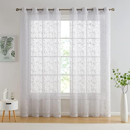 HLC ME Joyce Floral Semi Sheer Curtains Set of 2 Panels