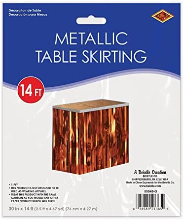 Beistle 1 Ply Metallic Plastic Foil Fringe Table Skirt Orange 30x14ft