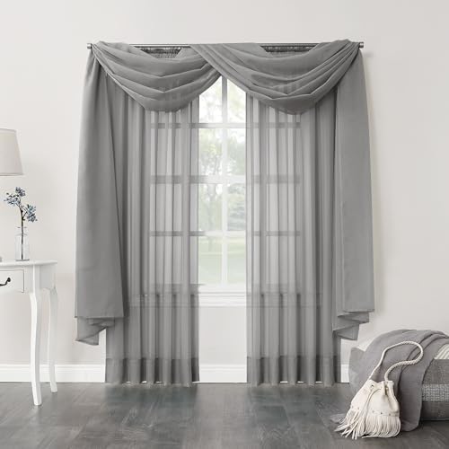 No 918 Emily Charcoal Curtain Panel with Scarf
