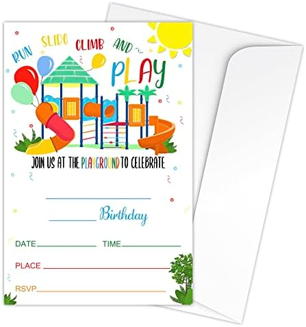Zodvery Playground Birthday Invitations Set of 20 with Envelopes