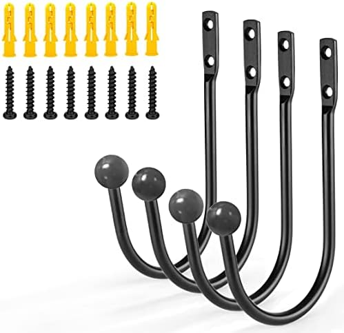 Meetart Black Curtain Holdbacks 4 Pack with Screws