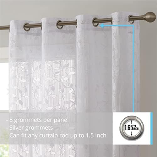 HLC ME Joyce Floral Semi Sheer Curtains Set of 2 Panels