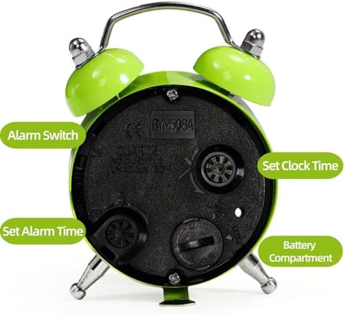 Noamus 6 Pcs Mini Twin Bell Alarm Clocks