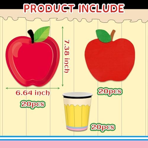60PCS Back to School Disposable Tableware Set for 20 Guests