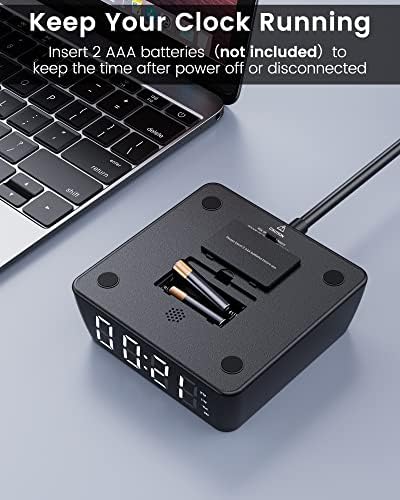 JACKYLED Alarm Clock with 48A USB Ports and Surge Protection