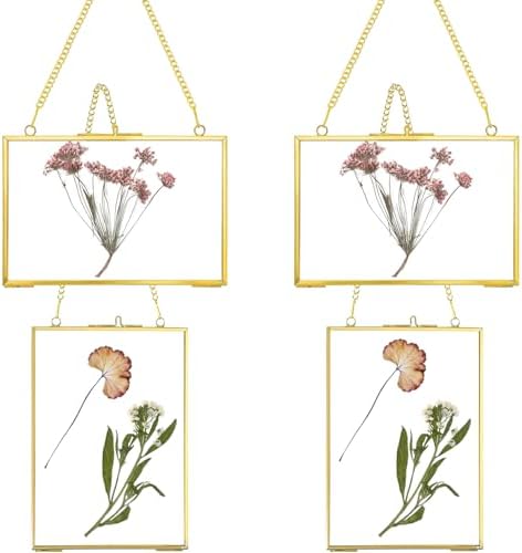 4 Pack 5x7 Inch Brass Hanging Photo Frame with Chain