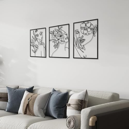 HOTNIU 3 Piece Black Metal Wall Decor Set