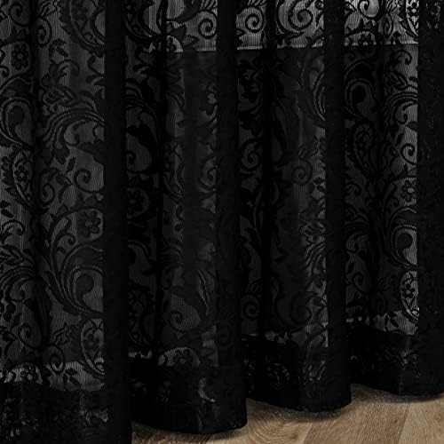 Bujasso Black Lace Curtain 216 Inch Long Panel 52 W
