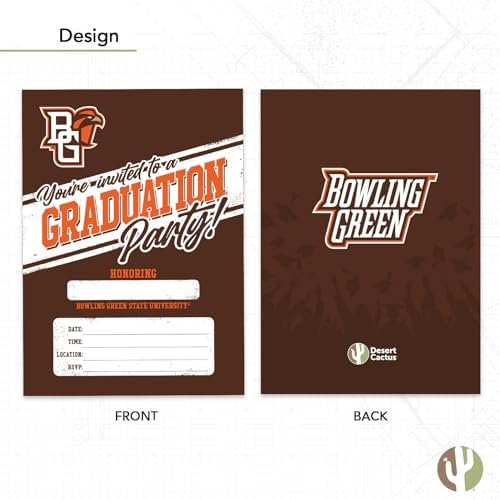 Desert Cactus BGSU Graduation Party Invitations 5x7 10 Count With Envelopes